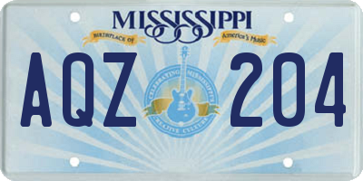 MS license plate AQZ204