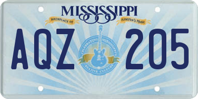 MS license plate AQZ205