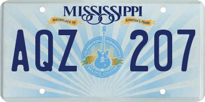 MS license plate AQZ207