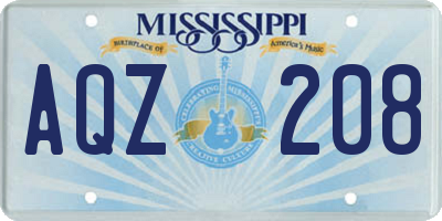 MS license plate AQZ208
