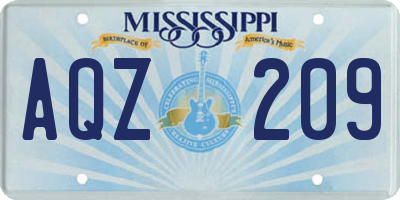 MS license plate AQZ209