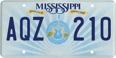 MS license plate AQZ210