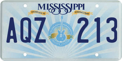 MS license plate AQZ213