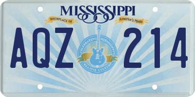 MS license plate AQZ214