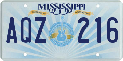 MS license plate AQZ216