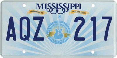 MS license plate AQZ217