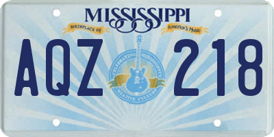 MS license plate AQZ218