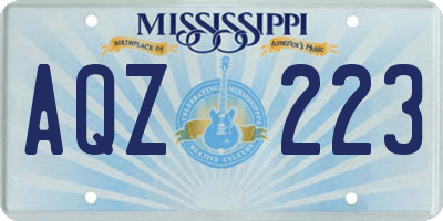 MS license plate AQZ223