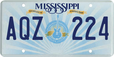 MS license plate AQZ224