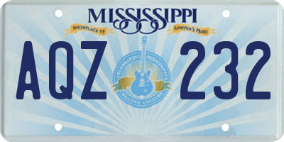 MS license plate AQZ232