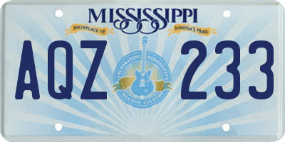 MS license plate AQZ233