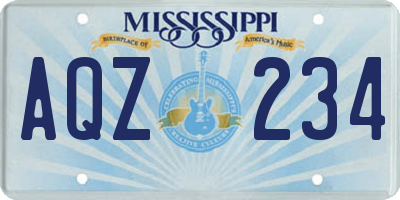 MS license plate AQZ234