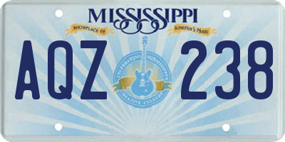 MS license plate AQZ238