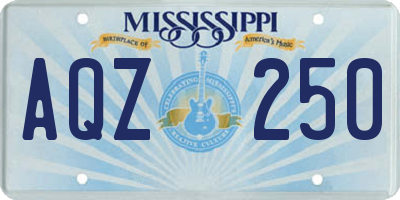 MS license plate AQZ250