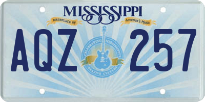 MS license plate AQZ257