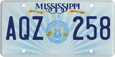 MS license plate AQZ258