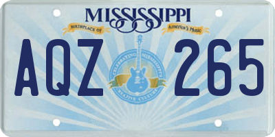 MS license plate AQZ265