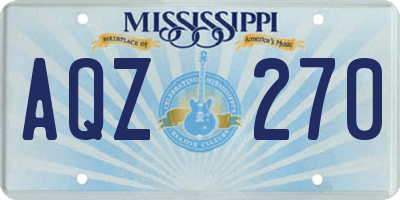 MS license plate AQZ270