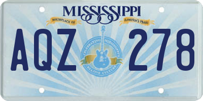 MS license plate AQZ278