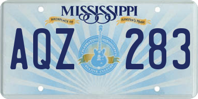 MS license plate AQZ283
