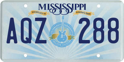 MS license plate AQZ288