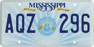 MS license plate AQZ296