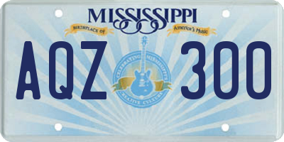 MS license plate AQZ300