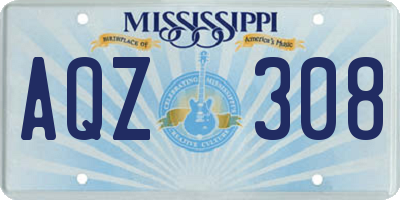 MS license plate AQZ308