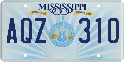 MS license plate AQZ310