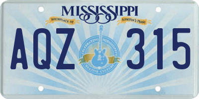 MS license plate AQZ315