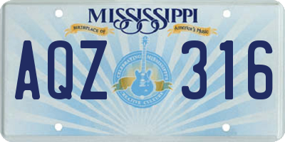 MS license plate AQZ316