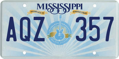 MS license plate AQZ357