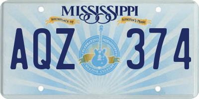 MS license plate AQZ374