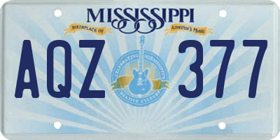 MS license plate AQZ377