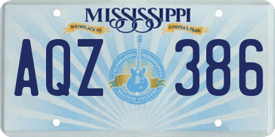 MS license plate AQZ386