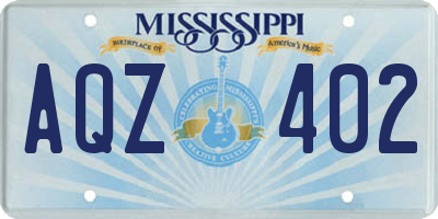 MS license plate AQZ402