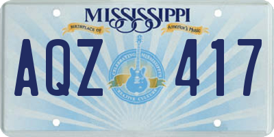 MS license plate AQZ417