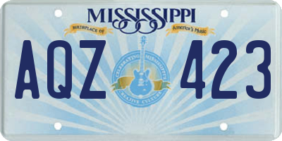 MS license plate AQZ423