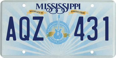 MS license plate AQZ431