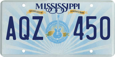 MS license plate AQZ450