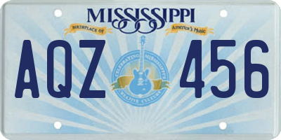 MS license plate AQZ456