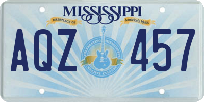 MS license plate AQZ457