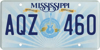 MS license plate AQZ460