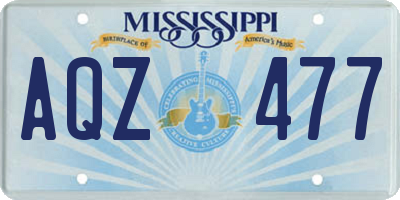 MS license plate AQZ477