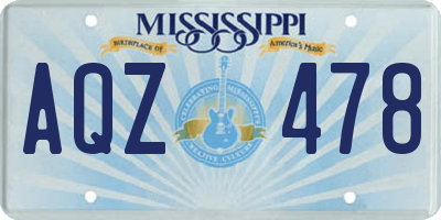 MS license plate AQZ478