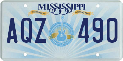 MS license plate AQZ490