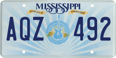 MS license plate AQZ492