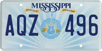 MS license plate AQZ496