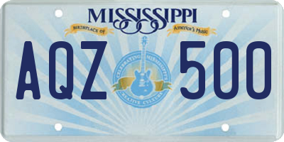 MS license plate AQZ500