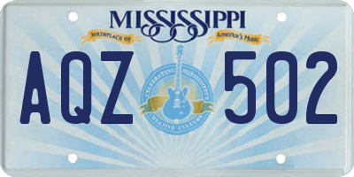 MS license plate AQZ502